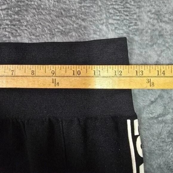 High Rise Black Leggings | M/L | LOVE ALWAYS Side Stripe | Stretchy Yoga Fit - Picture 5 of 10